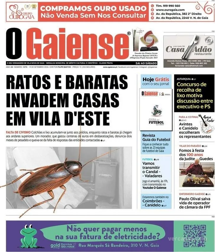 Capa do O Gaiense de sábado, 26 de setembro de 2026