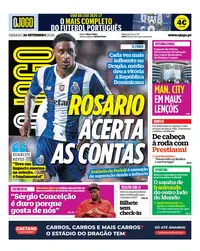 Capa do O Jogo de sábado, 26 de setembro de 2026