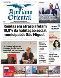 Capa do Açoriano Oriental de domingo, 27 de setembro de 2026