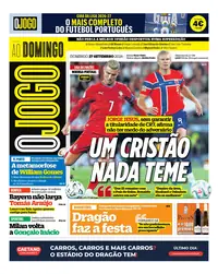 Capa do O Jogo de domingo, 27 de setembro de 2026