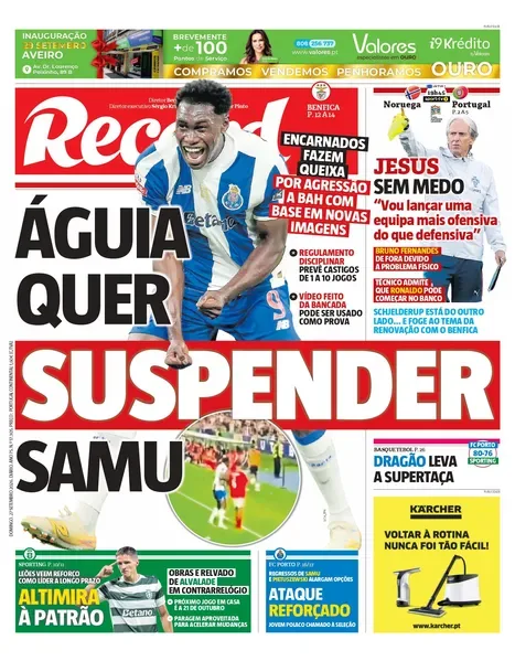 Capa do Record de domingo, 27 de setembro de 2026