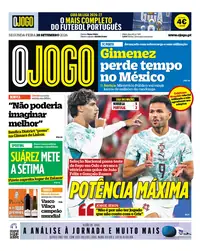 Capa do O Jogo de segunda-feira, 28 de setembro de 2026