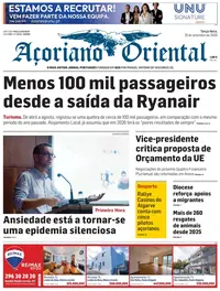 Capa do Açoriano Oriental de terça-feira, 29 de setembro de 2026