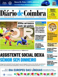 Capa do Diário de Coimbra de terça-feira, 29 de setembro de 2026