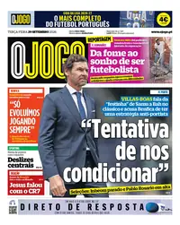 Capa do O Jogo de terça-feira, 29 de setembro de 2026