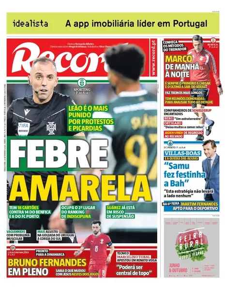 Capa do Record de terça-feira, 29 de setembro de 2026
