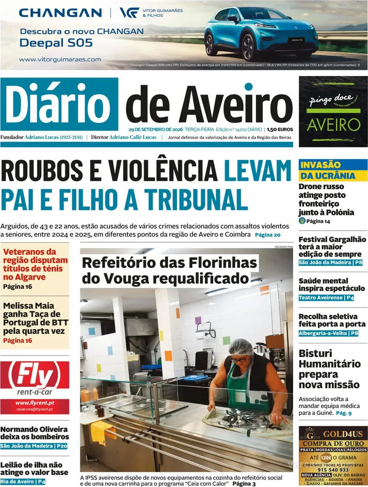 Capa do Diário de Aveiro de quarta-feira, 30 de setembro de 2026