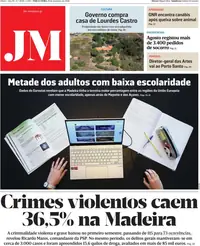 Capa do Jornal da Madeira de quarta-feira, 30 de setembro de 2026