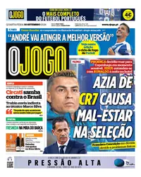 Capa do O Jogo de quarta-feira, 30 de setembro de 2026