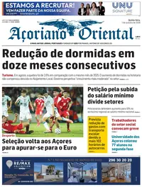 Capa do Açoriano Oriental de quinta-feira, 1 de outubro de 2026