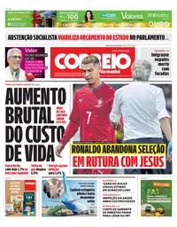 Capa do Correio da Manhã de quinta-feira, 1 de outubro de 2026