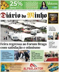 Capa do Diário do Minho de quinta-feira, 1 de outubro de 2026