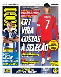 Capa do O Jogo de quinta-feira, 1 de outubro de 2026