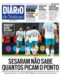 Capa do Diário de Notícias da Madeira de sexta-feira, 2 de outubro de 2026