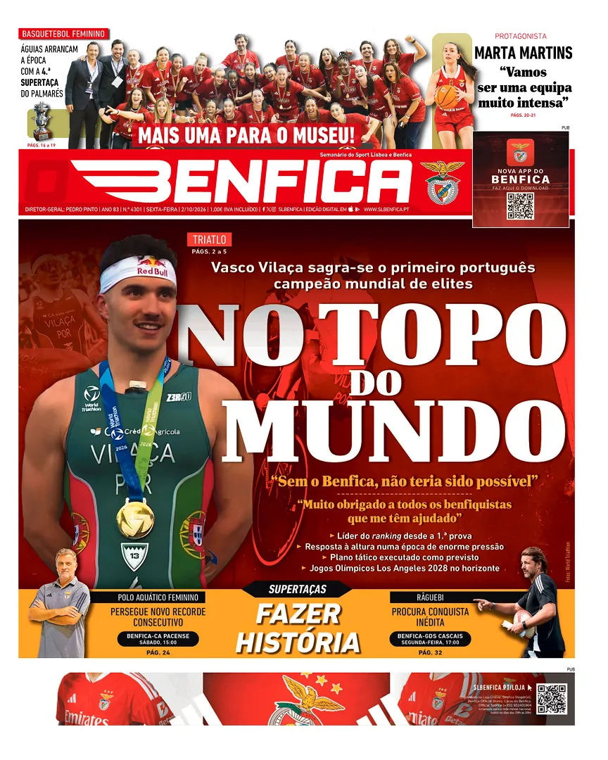 Capa do O Benfica de sexta-feira, 2 de outubro de 2026