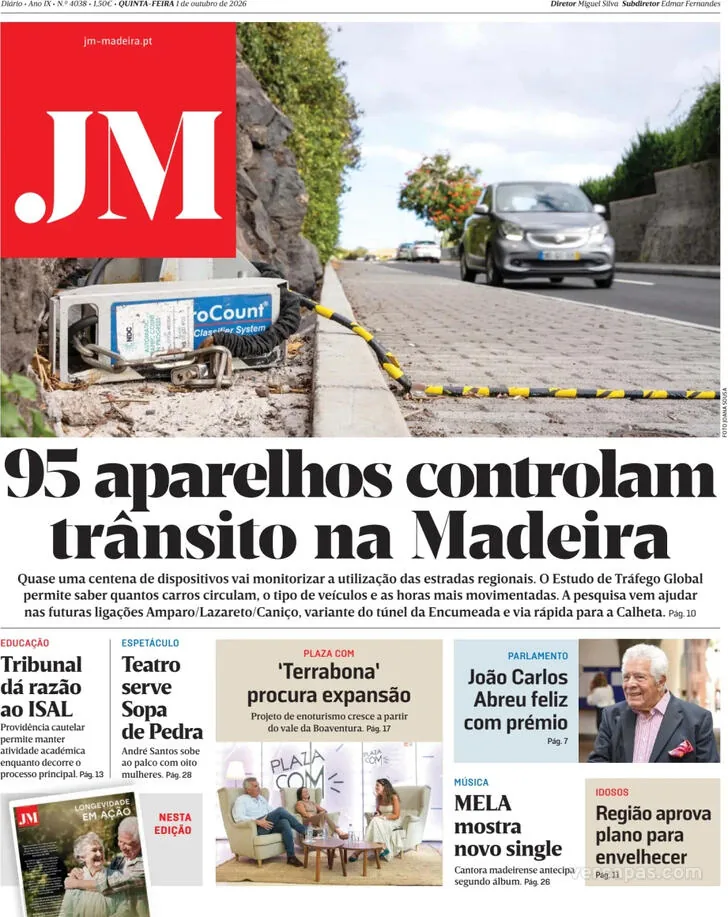 Capa do Jornal da Madeira de sexta-feira, 2 de outubro de 2026