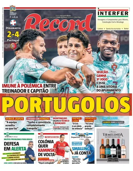 Capa do Record de sexta-feira, 2 de outubro de 2026