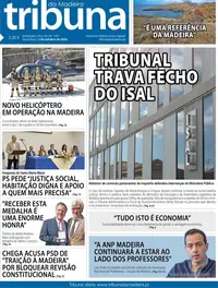 Capa do Tribuna da Madeira de sexta-feira, 2 de outubro de 2026