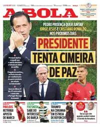 Capa do A Bola de sábado, 3 de outubro de 2026