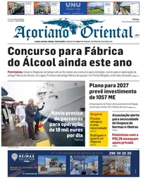Capa do Açoriano Oriental de sábado, 3 de outubro de 2026