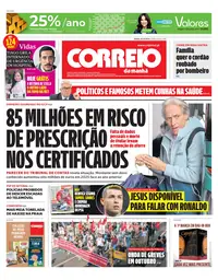 Capa do Correio da Manhã de sábado, 3 de outubro de 2026