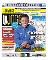 Capa do O Jogo de domingo, 4 de outubro de 2026