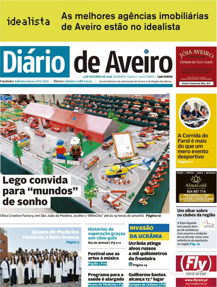 Capa do Diário de Aveiro de segunda-feira, 5 de outubro de 2026