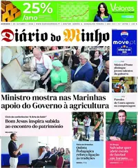 Capa do Diário do Minho de segunda-feira, 5 de outubro de 2026