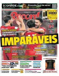 Capa do Record de segunda-feira, 5 de outubro de 2026