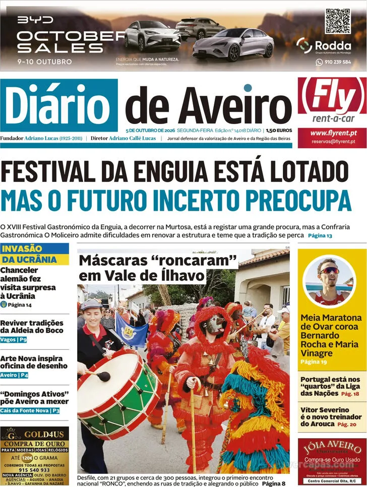 Capa do Diário de Aveiro de terça-feira, 6 de outubro de 2026