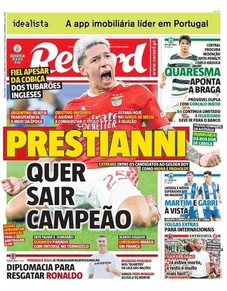 Capa do Record de terça-feira, 6 de outubro de 2026