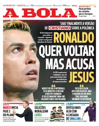 Capa do A Bola de quarta-feira, 7 de outubro de 2026