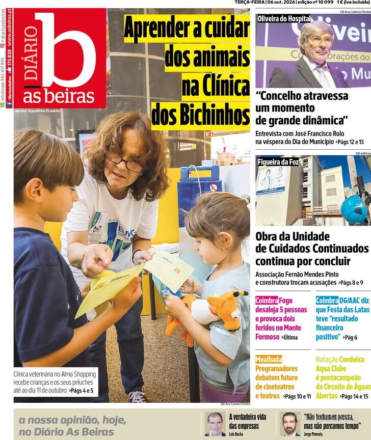 Capa do Diário As Beiras de quarta-feira, 7 de outubro de 2026