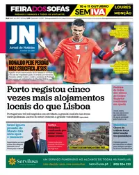 Capa do Jornal de Notícias de quarta-feira, 7 de outubro de 2026