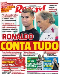 Capa do Record de quarta-feira, 7 de outubro de 2026