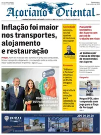 Capa do Açoriano Oriental de quinta-feira, 8 de outubro de 2026