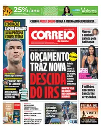 Capa do Correio da Manhã de quinta-feira, 8 de outubro de 2026