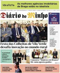 Capa do Diário do Minho de quinta-feira, 8 de outubro de 2026