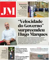 Capa do Jornal da Madeira de quinta-feira, 8 de outubro de 2026