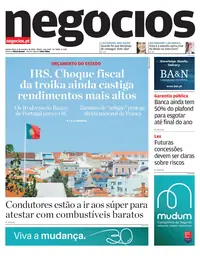 Capa do Jornal de Negócios de quinta-feira, 8 de outubro de 2026
