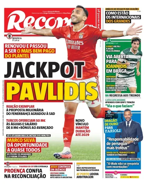 Capa do Record de quinta-feira, 8 de outubro de 2026