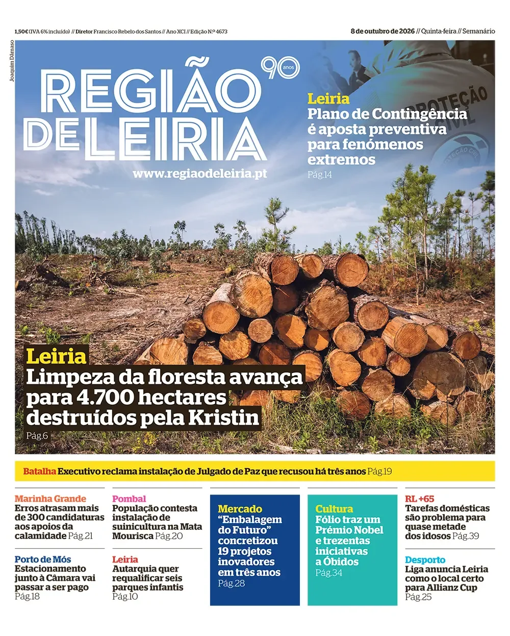 Capa do Região de Leiria de quinta-feira, 8 de outubro de 2026