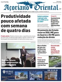 Capa do Açoriano Oriental de sexta-feira, 9 de outubro de 2026