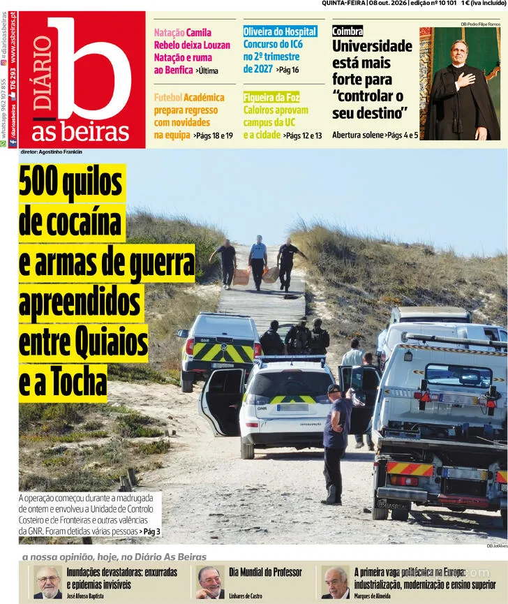 Capa do Diário As Beiras de sexta-feira, 9 de outubro de 2026