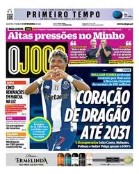 Capa do O Jogo de sexta-feira, 9 de outubro de 2026