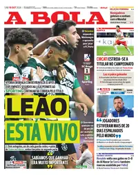 Capa do A Bola de sábado, 10 de outubro de 2026