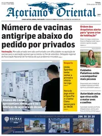 Capa do Açoriano Oriental de sábado, 10 de outubro de 2026