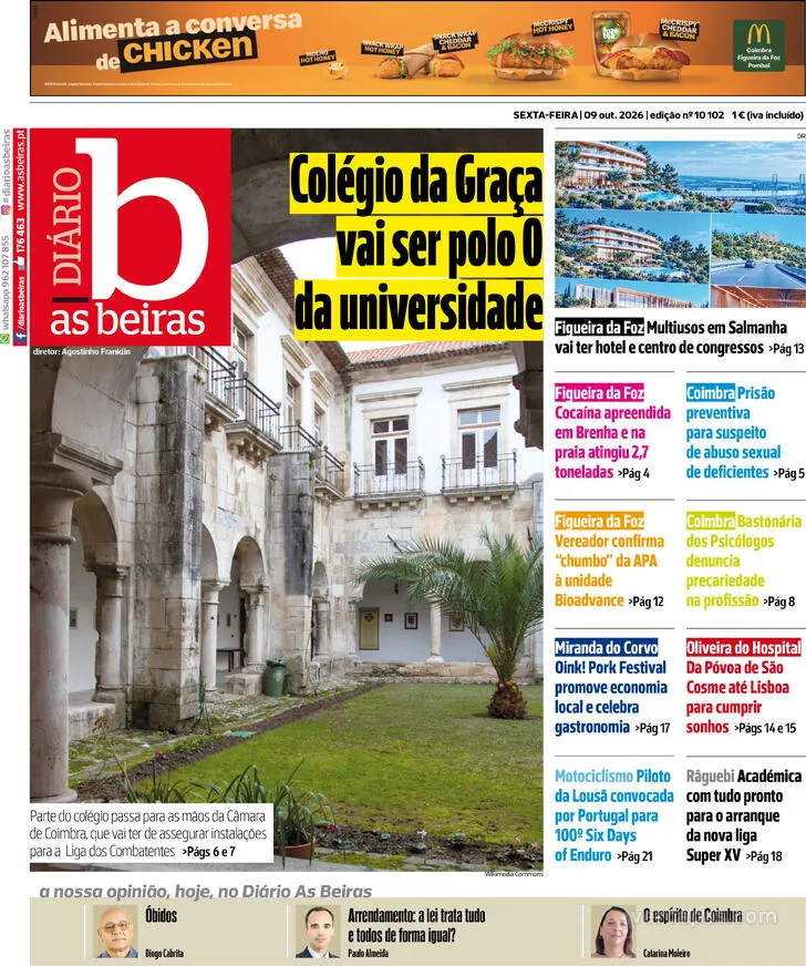 Capa do Diário As Beiras de sábado, 10 de outubro de 2026