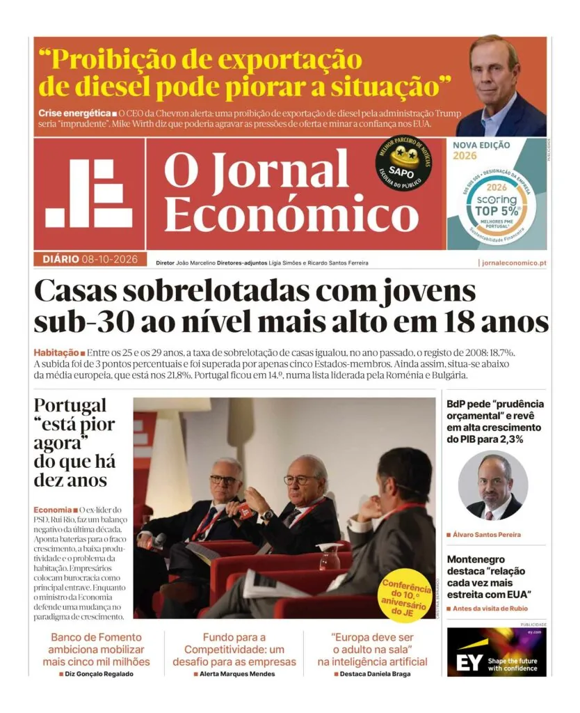 Capa do Jornal Económico de sábado, 10 de outubro de 2026