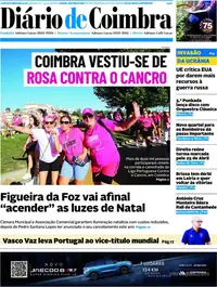 Capa do Diário de Coimbra de segunda-feira, 12 de outubro de 2026